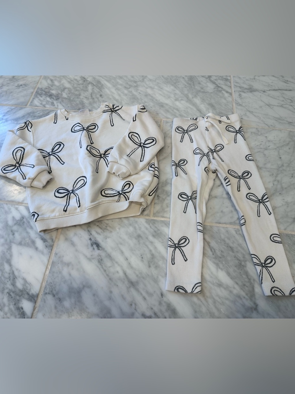 Zara Black Bow Print Matching Set